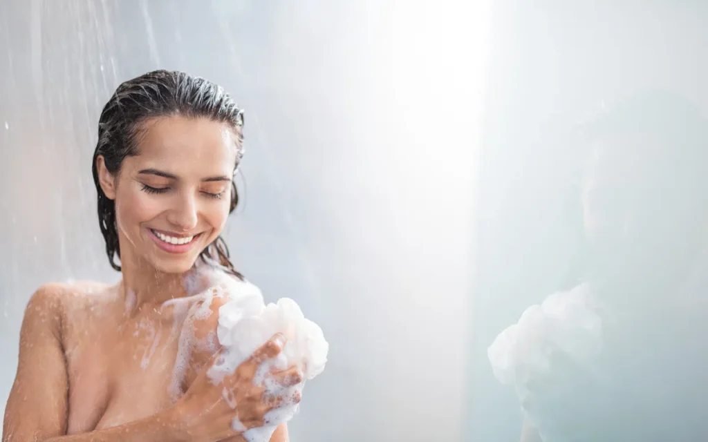 showering woman